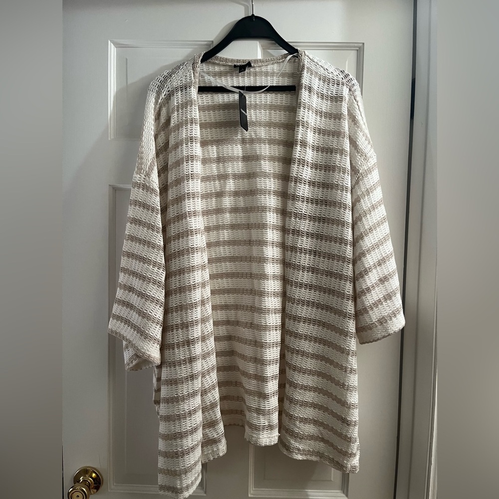 Torrid Beige and White Striped Cardigan
